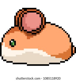vector pixel art hamster furball isolated cartoon