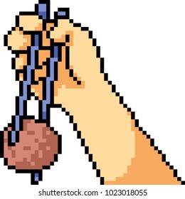 vector pixel art hand gesture meatball eat isolated