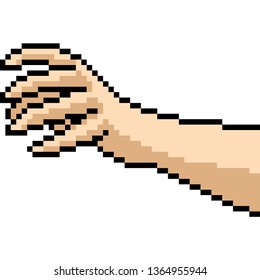 vector pixel art hand gesture isolated cartoon