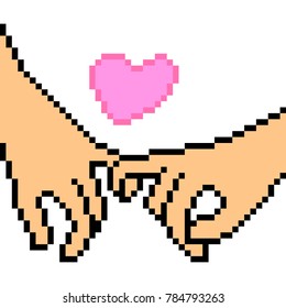 vector pixel art hand gesture love isolated 