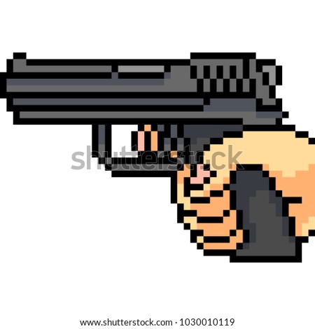 Vector Pixel Art Hand Gun Isolated Stock Vector (Royalty Free