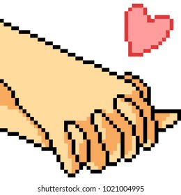vector pixel art hand hold gesture isolated