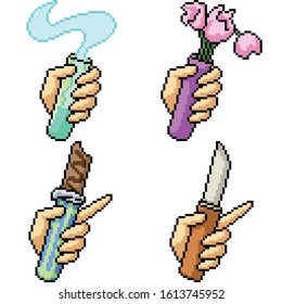 Vektorillustration-Pixel-Art-Haltegurt einzeln auf dem Set