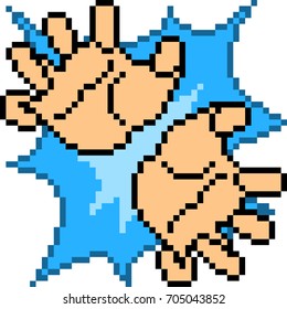 vector pixel art hand sign superpower isolated