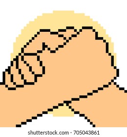 vector pixel art hand sign team isolated