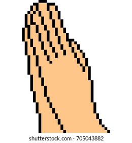 vector pixel art hand sign greeting isolated