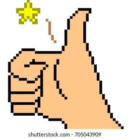 vector pixel art hand sign good isolated