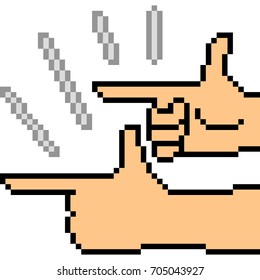 vector pixel art hand sign found isolated