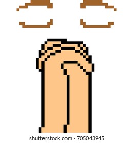 vector pixel art hand sign pray isolated