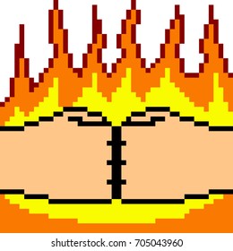 vector pixel art hand sign isolated