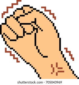vector pixel art hand sign angry isolated