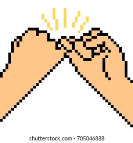 vector pixel art hand sign friend isolated