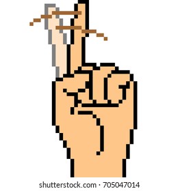 vector pixel art hand sign tsk tsk isolated