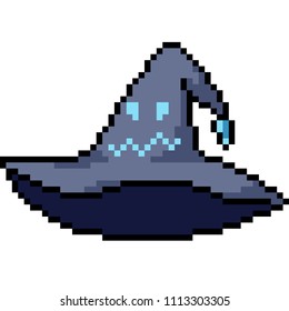 vector pixel art hat isolated cartoon