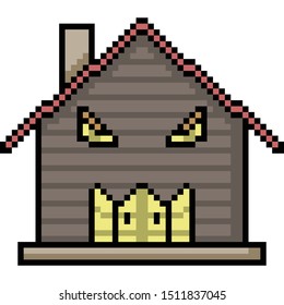 vector pixel art haunted house isolated cartoon