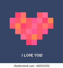 Vector pixel art heart card background template
