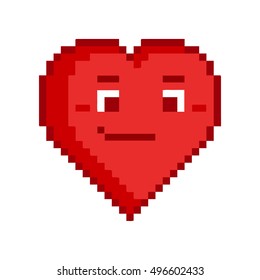Vector pixel art heart for game and design.