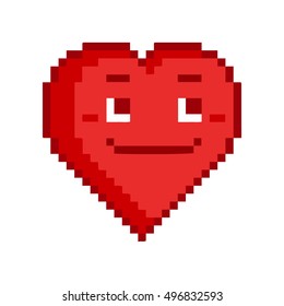 Vector pixel art heart for game and design.