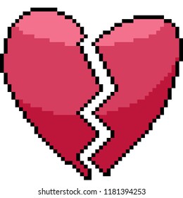 vector pixel art heart isolated cartoon