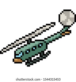 vector pixel art helicopter isolated cartoon