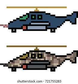 vector pixel art helicopter isolated