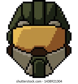 vector pixel art helmet isolated cartoon