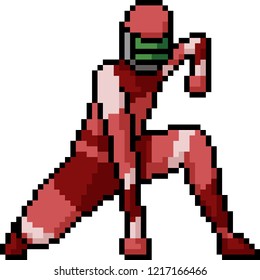 vector pixel art hero pose isolated cartoon
