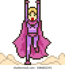 vector pixel art heroine isolated cartoon