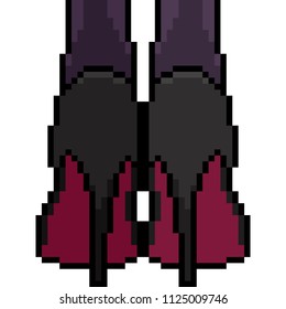 vector pixel art high heel isolated cartoon