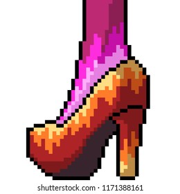 vector pixel art high heels fashion isolated cartoon
