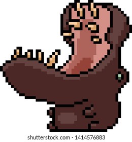 vector pixel art hippopotamus isolated cartoon