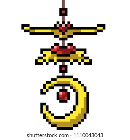 vector pixel art holy charm isolated cartoon