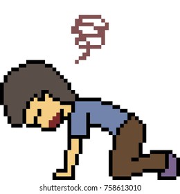 vector pixel art hopeless man isolated