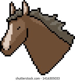 vector pixel art horse head isolated cartoon