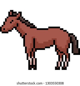 Vector Pixel Art Horse Isolated Cartoon