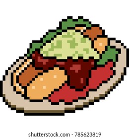 vector pixel art hot dog food isolated
