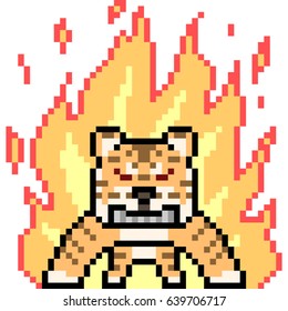 vector pixel art hot tiger