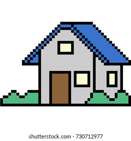 Vector Pixel Art House Isolated