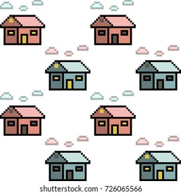 vector pixel art house set isolated