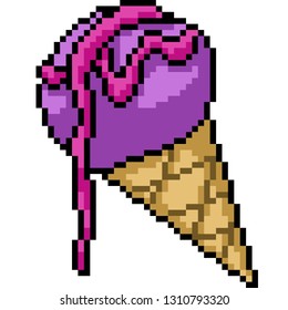 vector pixel art ice cream cone isolated cartoon