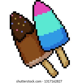 vector pixel art ice cream isolated cartoon