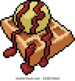 vector pixel art ice cream waffle isolated cartoon