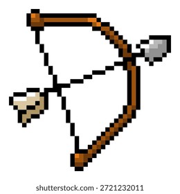 Vector Pixel Art Icono de arco de tiro con arco con flecha