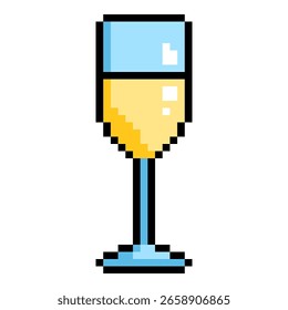 Vector Pixel Art Icon - Vidrio de champán