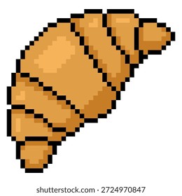 Vector Pixel Art Icon - Classic Croissant. Traditional French Pastry