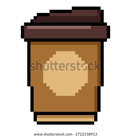 Vector Pixel Art Icon - Coffee Cup for Takeaway