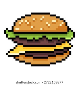 Vector Pixel Art Icon - Double Cheeseburger