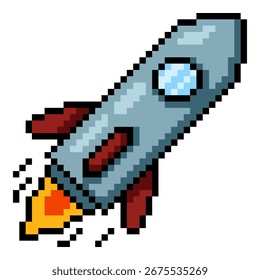 Vector Pixel Art Icon - Cohete espacial volador