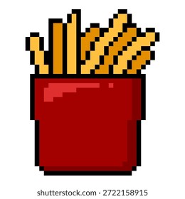 Vektor Pixel Art Icon - Pommes Frites in roter Box
