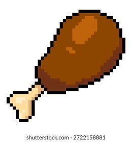Vektor Pixel Art Icon - gebratenes Hühnerbein